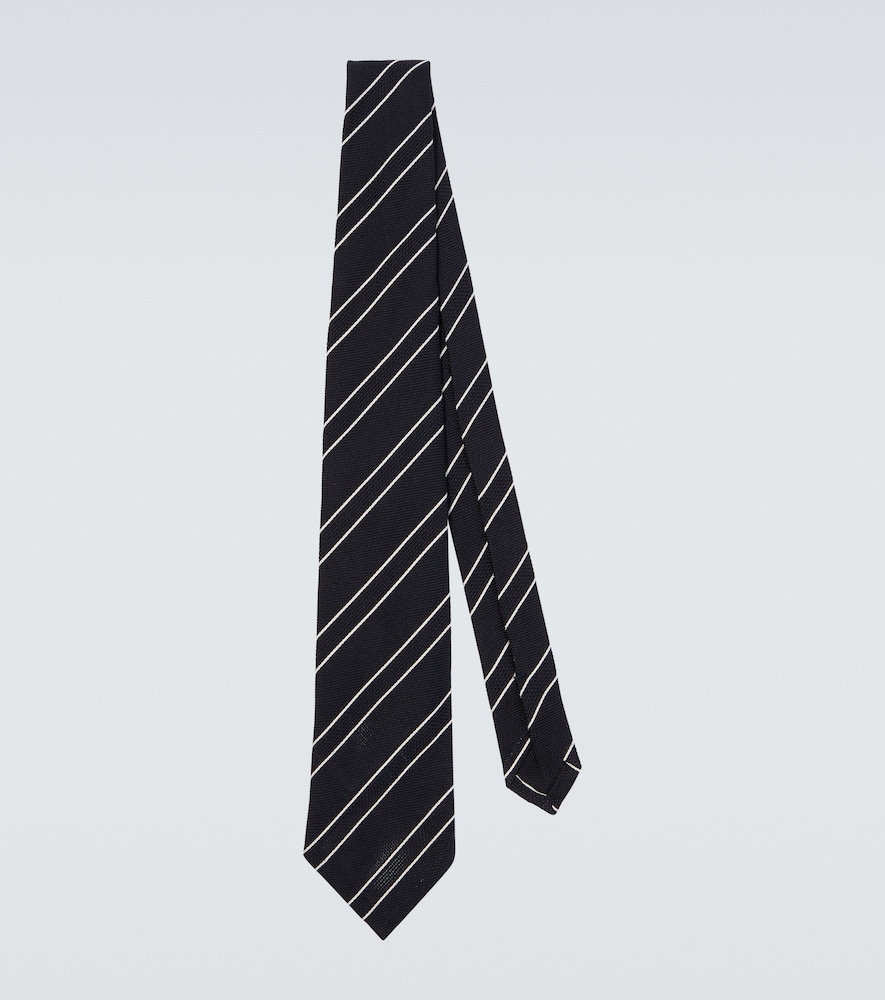 Dunhill Striped Silk Tie In Blue