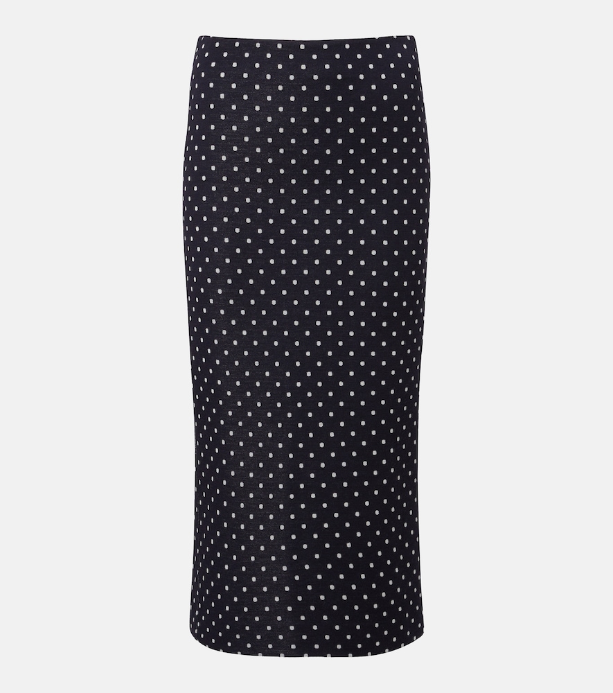 Max Mara Polka-dot jersey midi skirt
