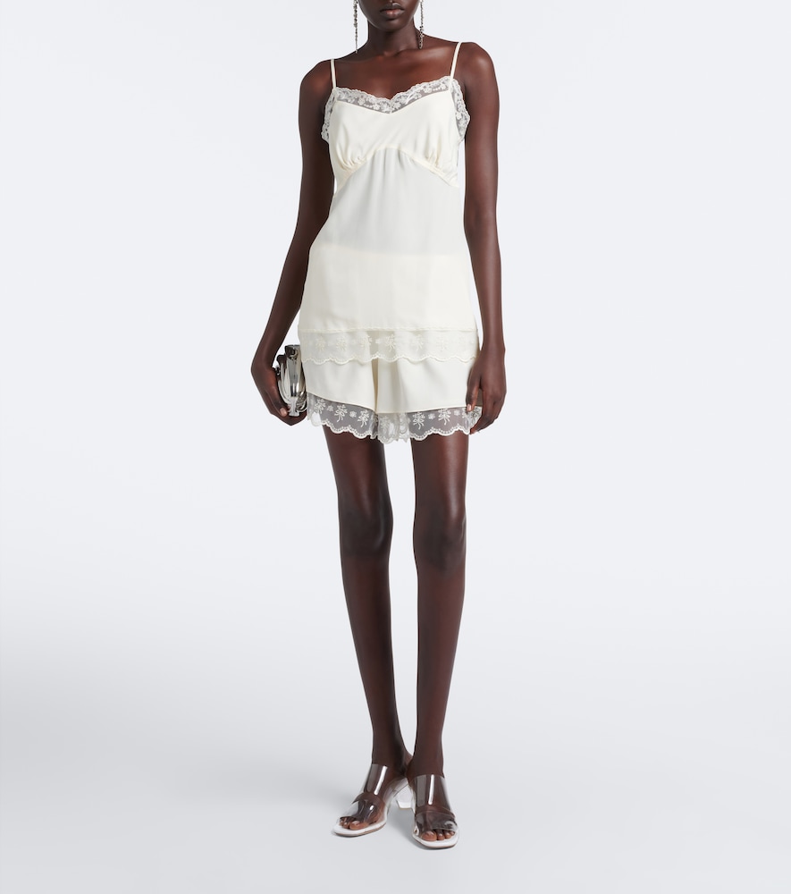 Lace-Trimmed Crêpe De Chine Camisole