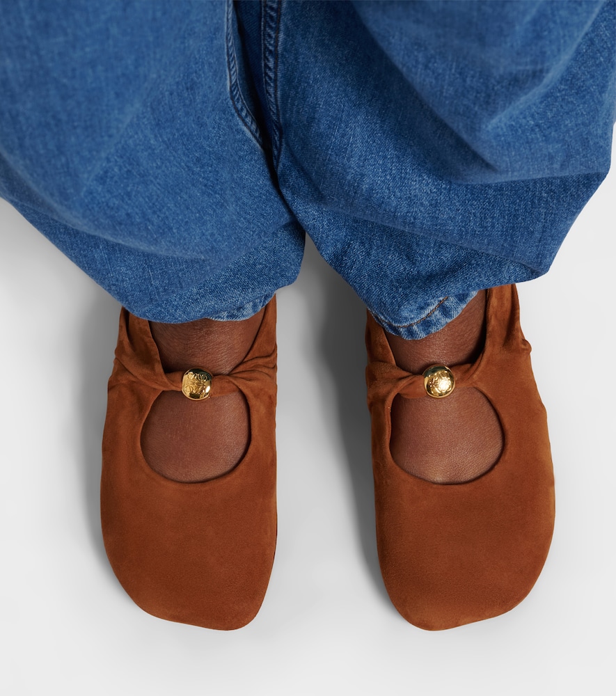 Loewe Pebble Soft suede Mary Jane flats