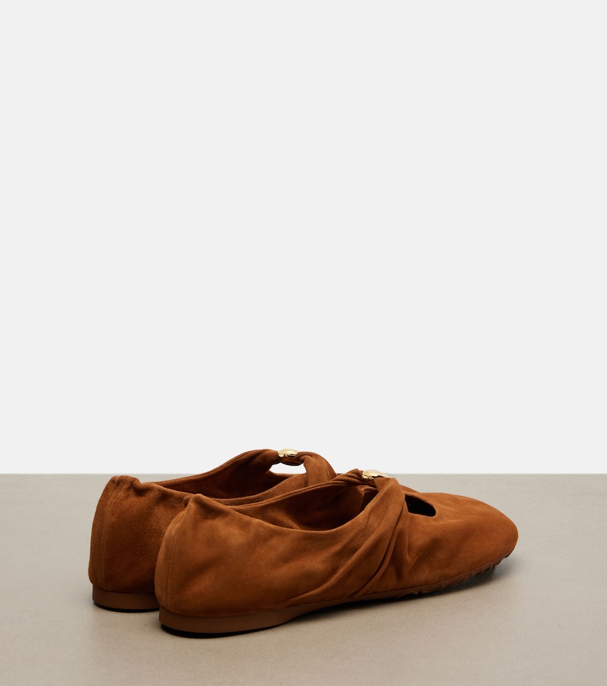  Loewe Loewe Pebble Soft Suede Mary Jane Flats 