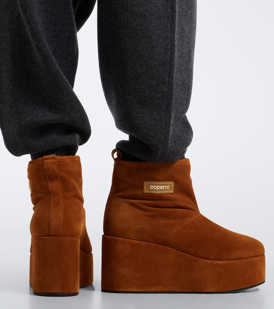 Shearling-Lined Suede Wedge Boots