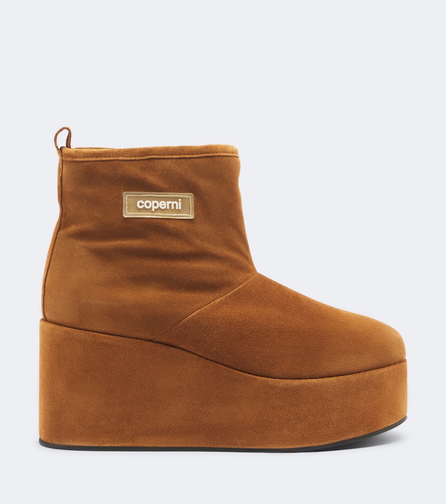 Shearling-Lined Suede Wedge Boots