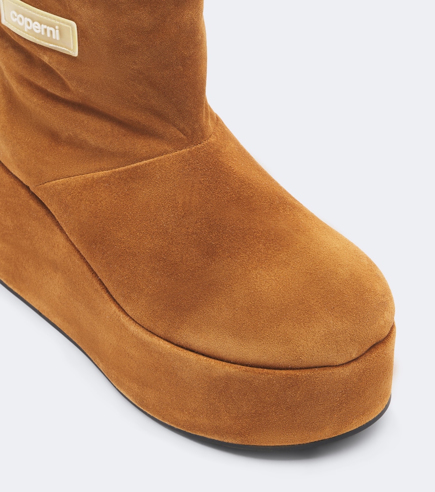 Shearling-Lined Suede Wedge Boots