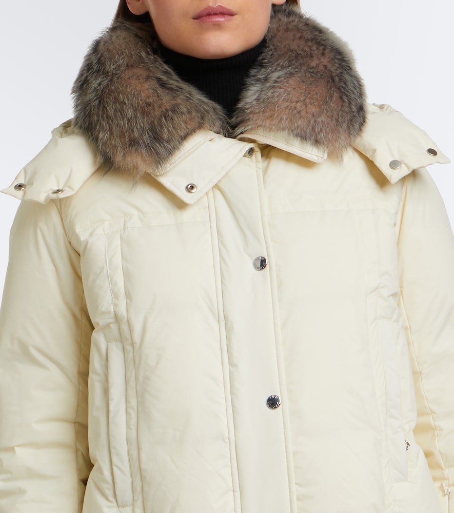 Shearling-Trimmed Hooded Down Ski Jacket