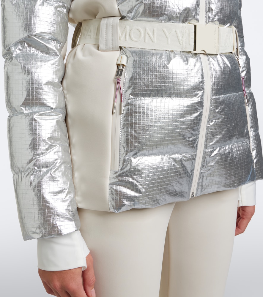 Belted Shearling-Trimmed Ski Jacket