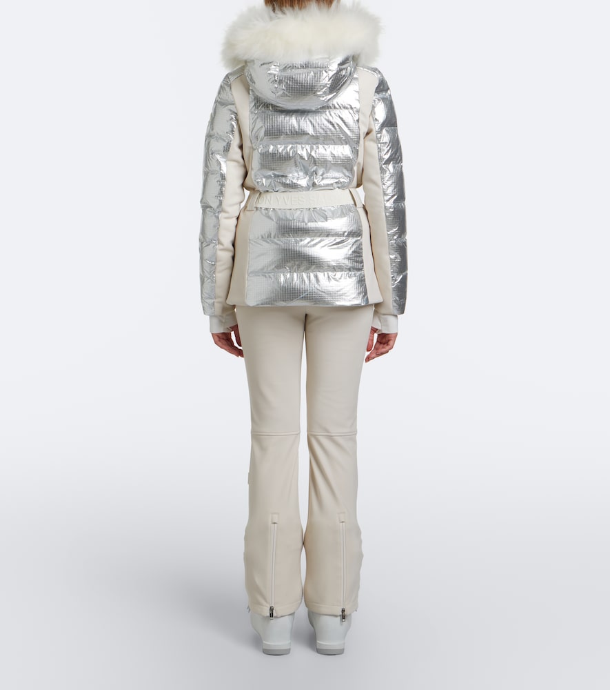 Belted Shearling-Trimmed Ski Jacket