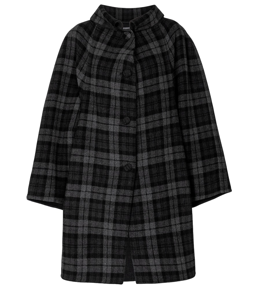 Click to view more detailed imagery on our partner's website Balenciaga Raglan-sleeve Check Wool-blend Coat In Black