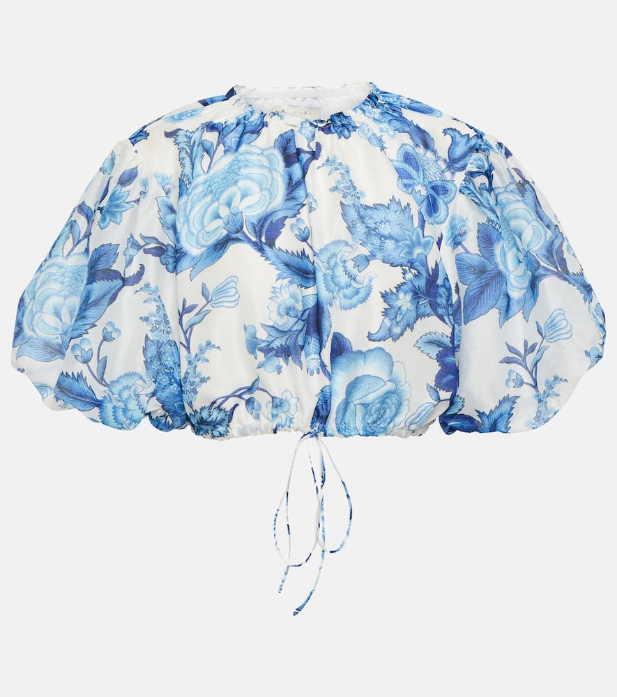 SIR Floral cotton and silk crop top