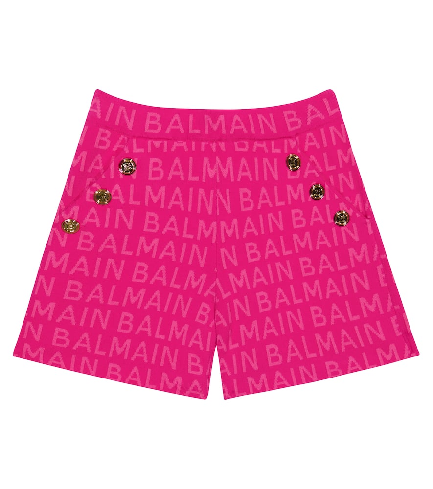 Balmain Kids Logo jacquard cotton-blend shorts