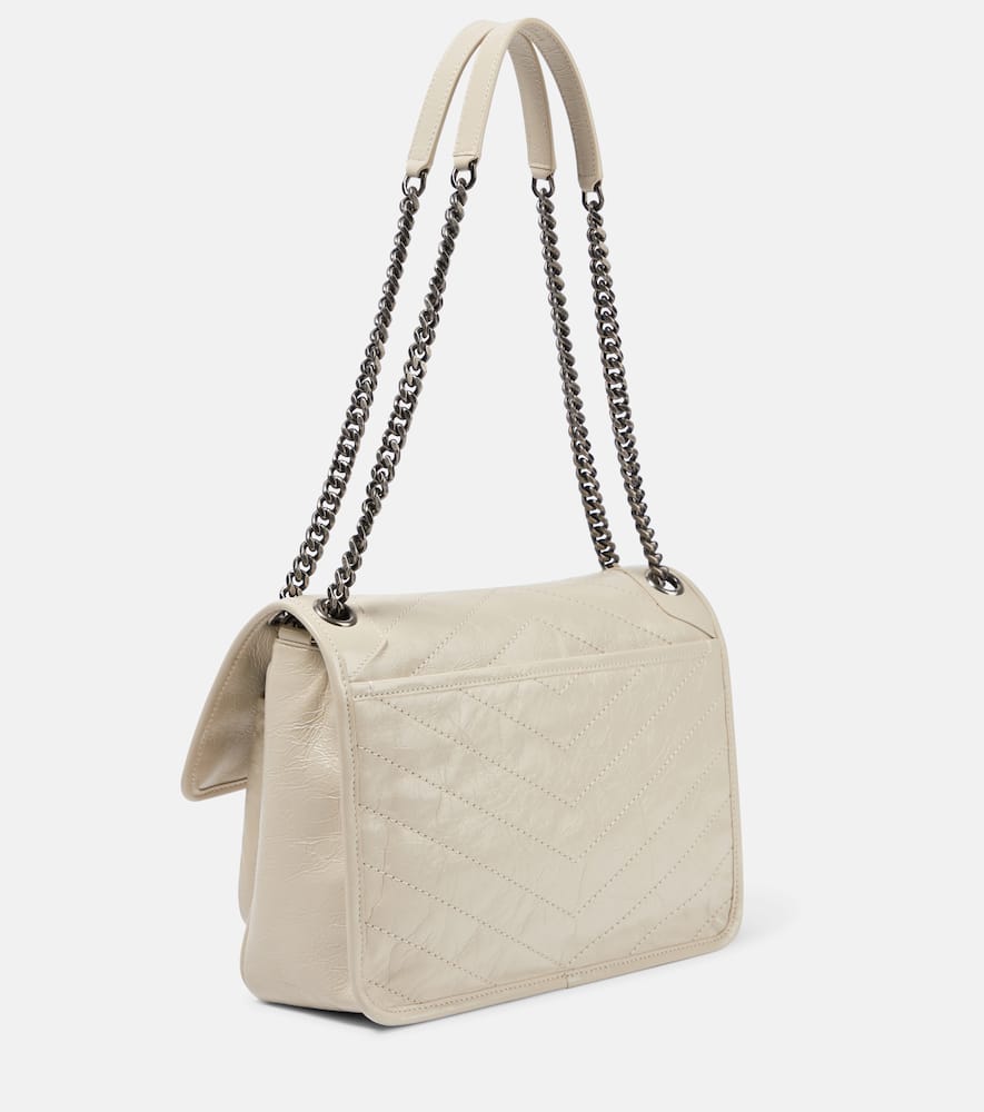 Saint Laurent Niki Medium Leather Shoulder Bag In Blanc Vintage