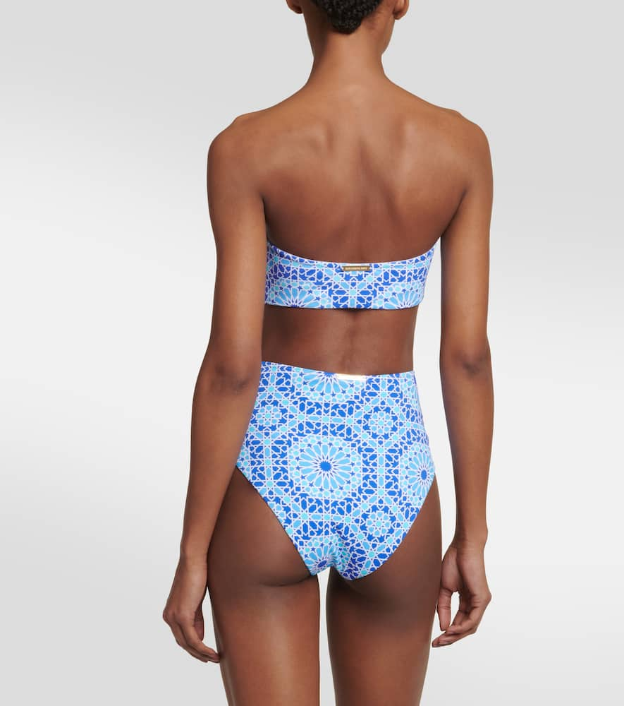 Shop Alexandra Miro Carlotta Printed Bandeau Bikini Top In Dandelion Print Blue / White