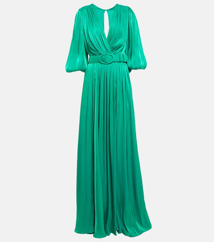 Costarellos Brennie Georgette Gown In Dark Green