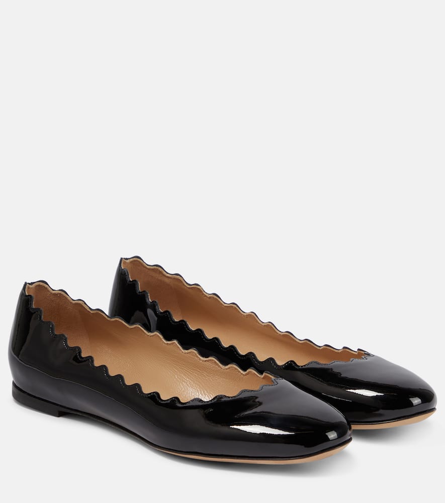 Chloé Lauren Patent Leather Ballet Flats In Black