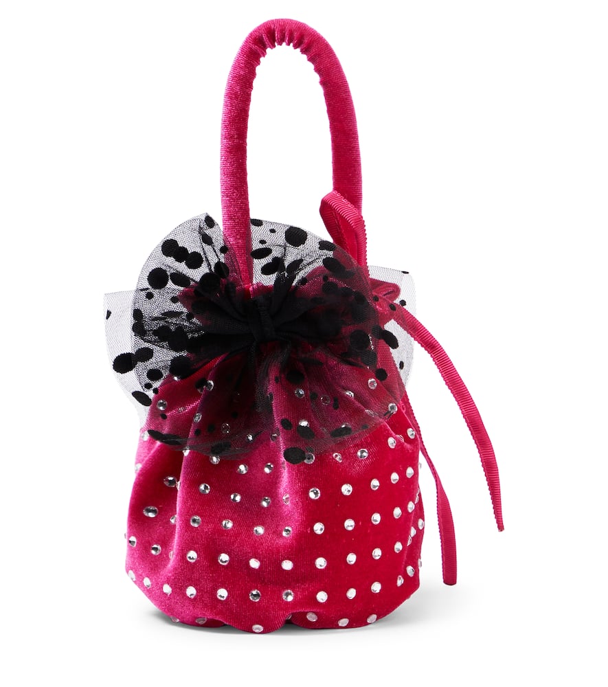 Monnalisa Borsa embellished velvet bucket bag