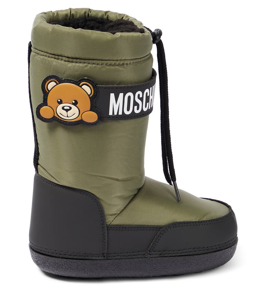 Shop Moschino Faux Shearling-lined Snow Boots In Green