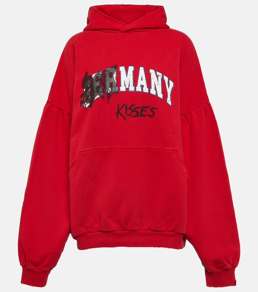 Printed cotton jersey hoodie