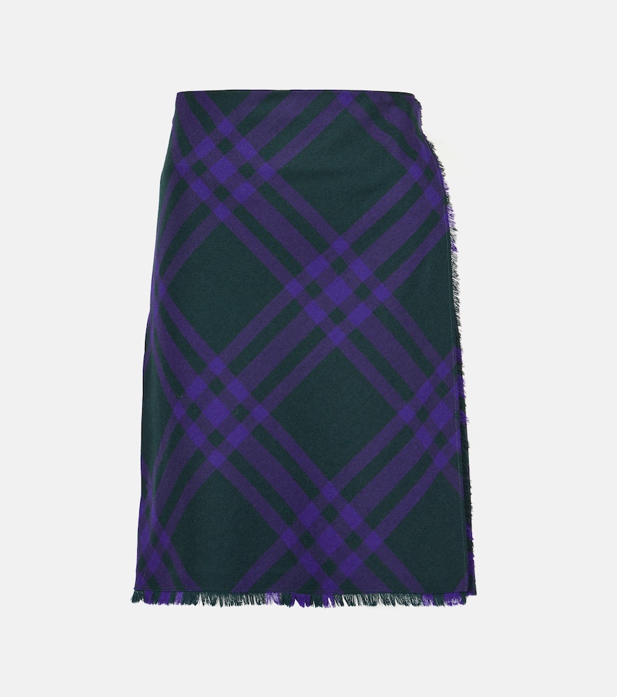 Checked wool wrap skirt