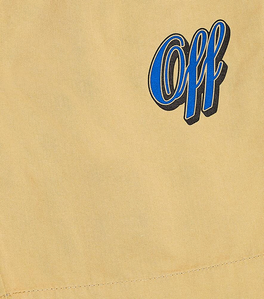 Off-white Baseball Logo-print Cotton Shorts In Beige