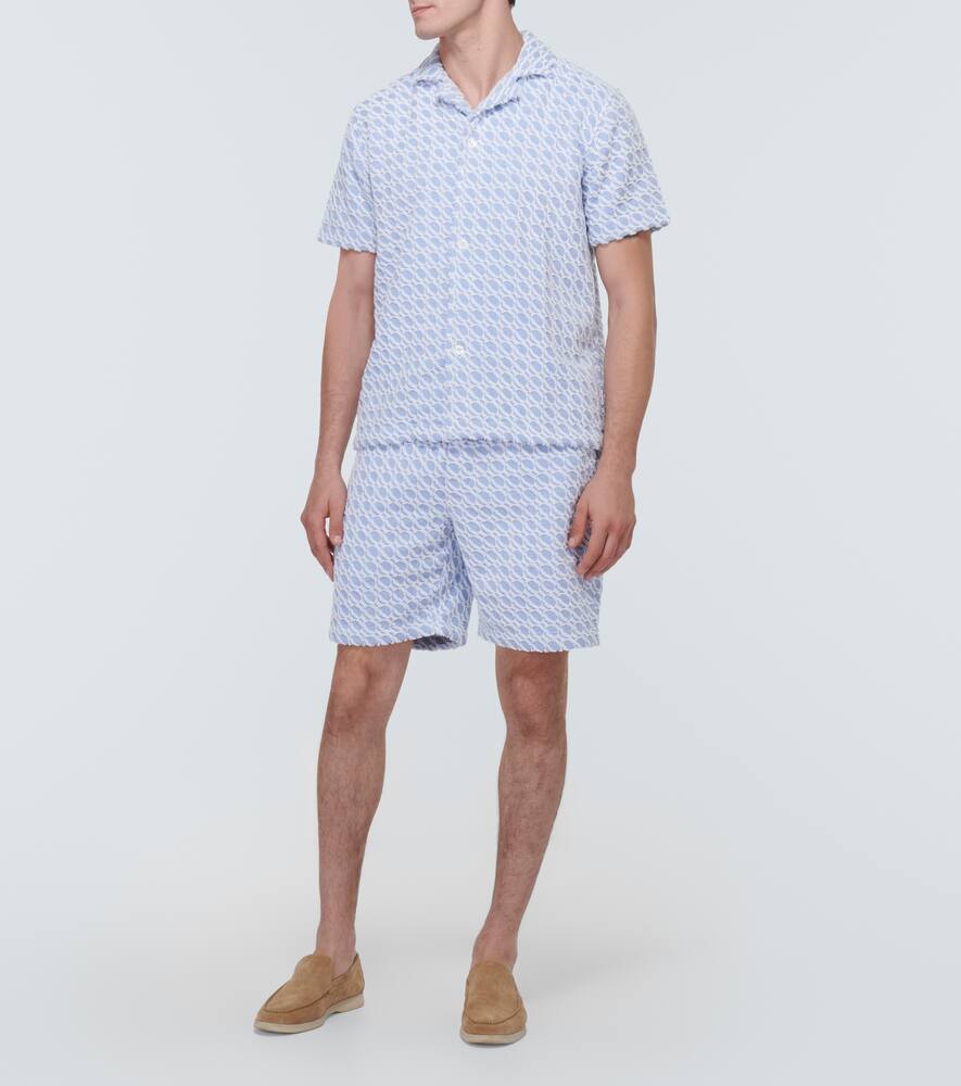 Orlebar Brown Howell Cotton Terry Bowling Shirt In Blue