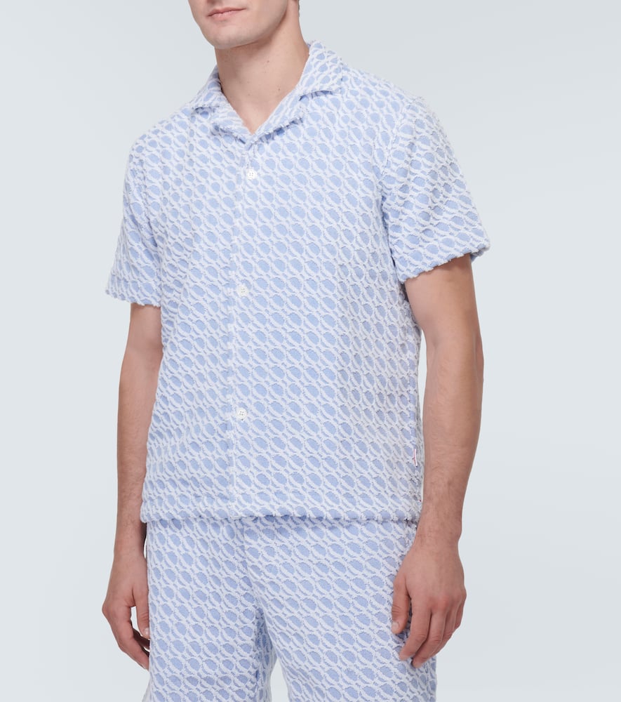 Orlebar Brown Howell Cotton Terry Bowling Shirt In Blue