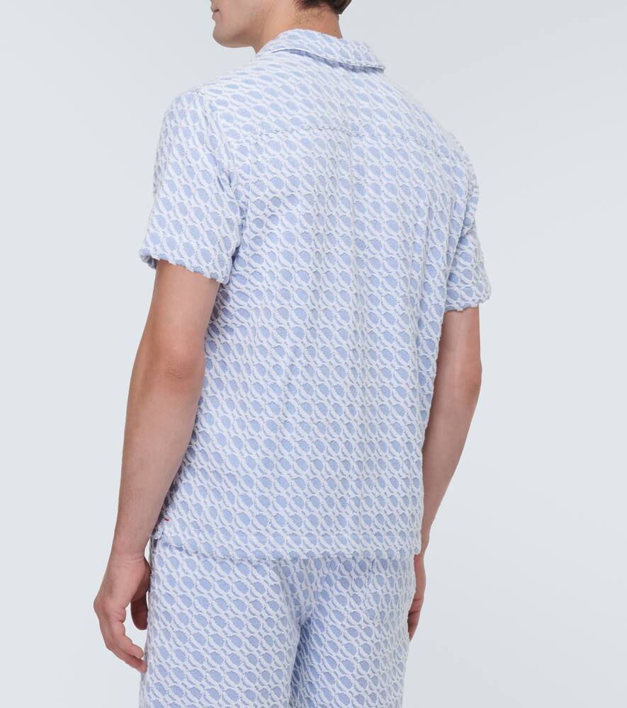 Orlebar Brown Howell Cotton Terry Bowling Shirt In Blue