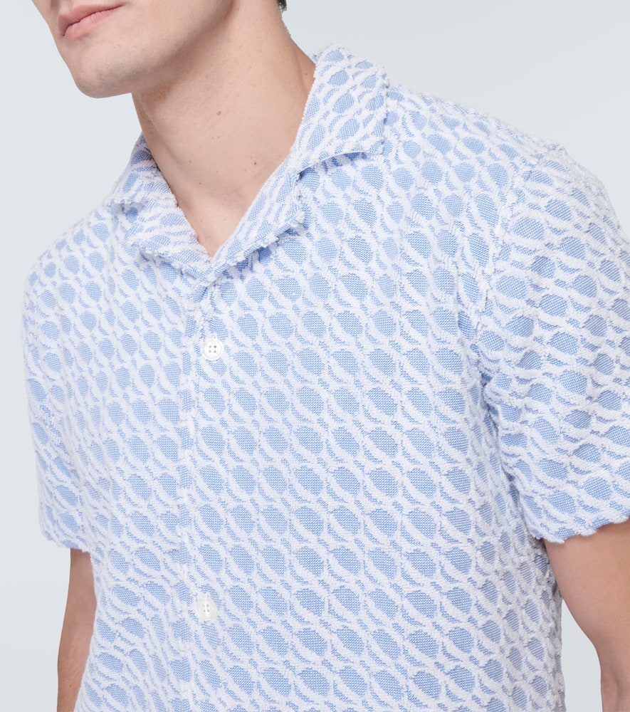 Orlebar Brown Howell Cotton Terry Bowling Shirt In Blue