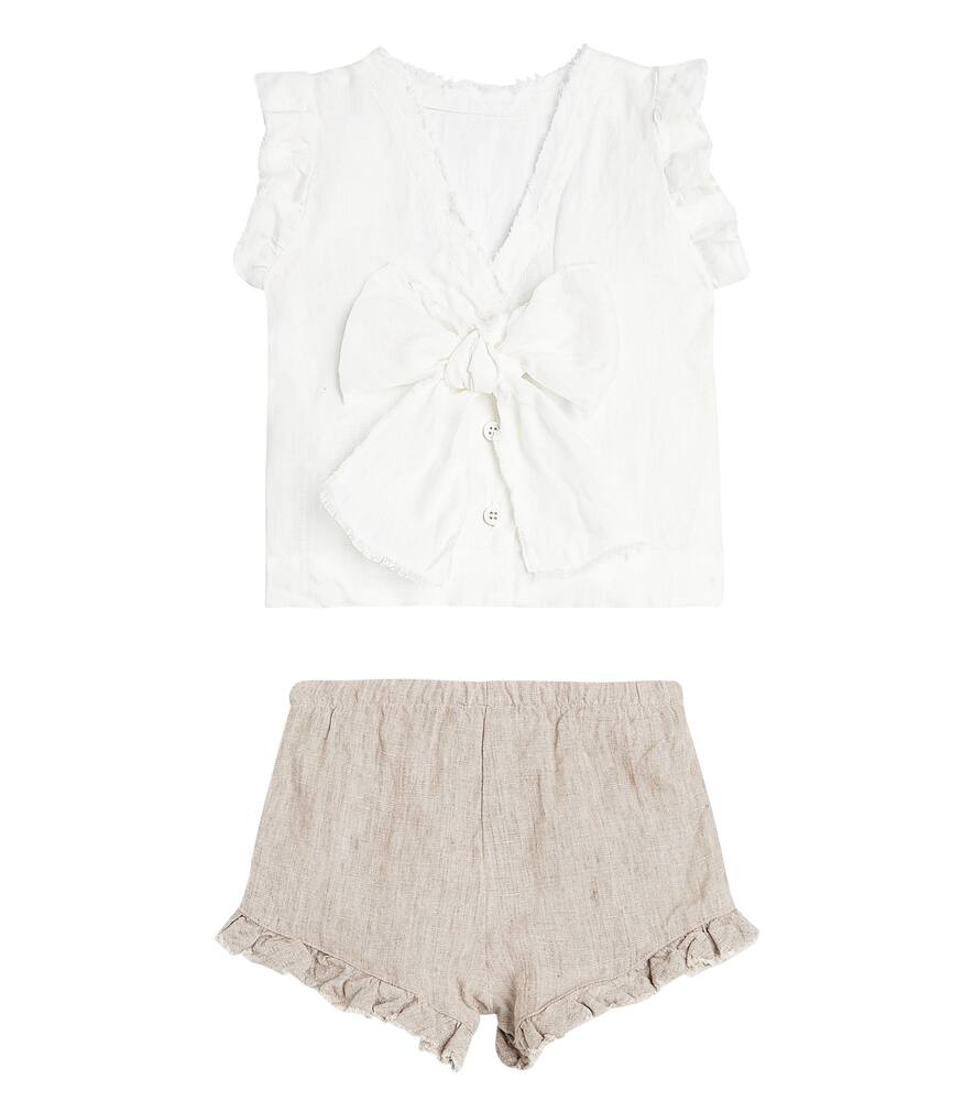 Il Gufo Baby Set Aus Hemd Und Shorts Aus Leinen In Nude