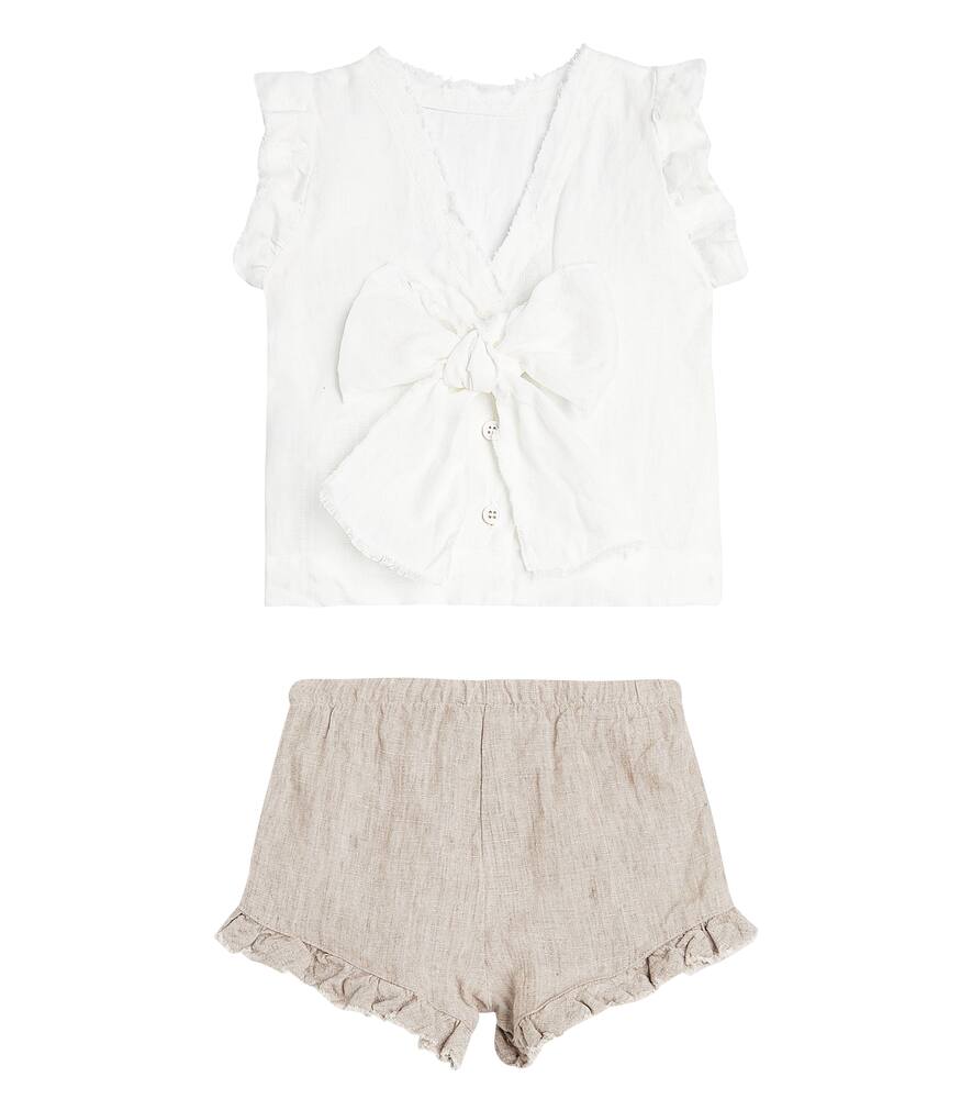 Shop Il Gufo Baby Linen Shirt And Shorts Set In Nude