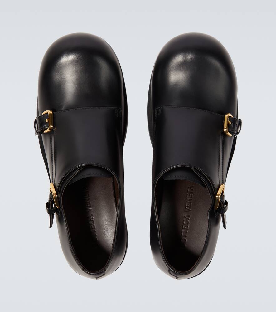 Shop Bottega Veneta Helium Leather Monk Strap Shoes In Schwarz