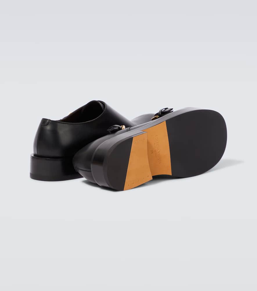 Bottega Veneta Helium Leather Monk Strap Shoes In Schwarz