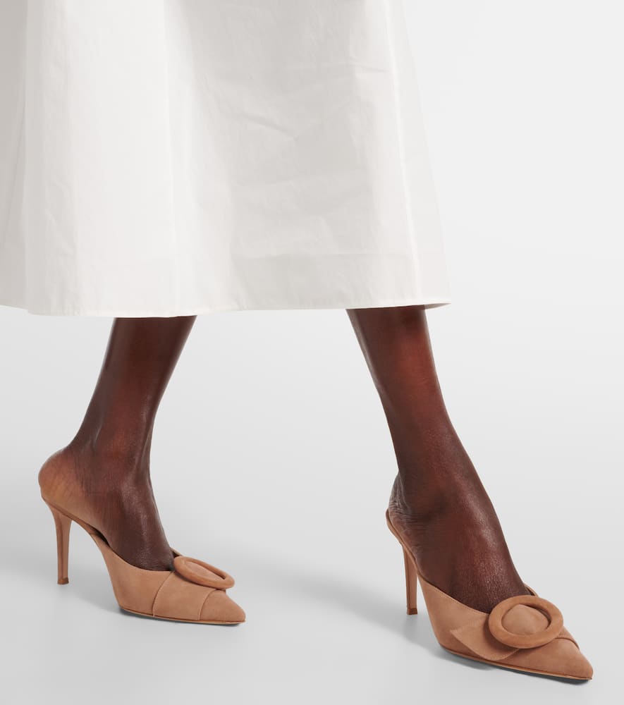 Gianvito Rossi Pink Portofino 85 Mules In Praline