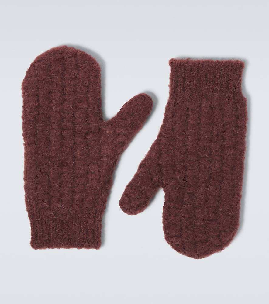 Knitted wool-blend mittens