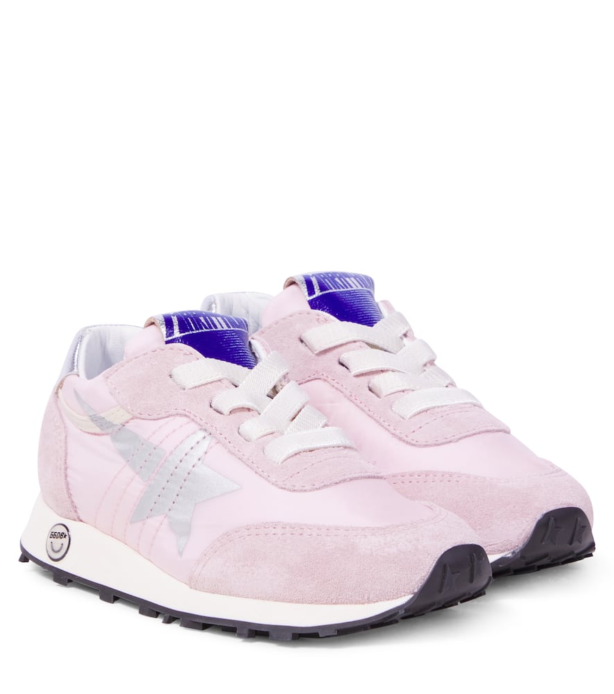Shop Golden Goose Marathon Suede-trimmed Sneakers In Pink