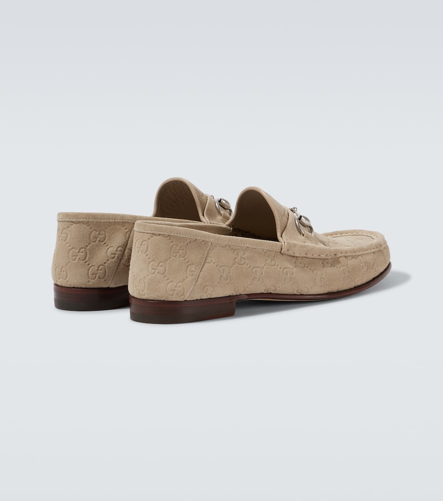 Gucci Horsebit 1953 Gg Debossed Suede Loafers In Oat/oat/oat