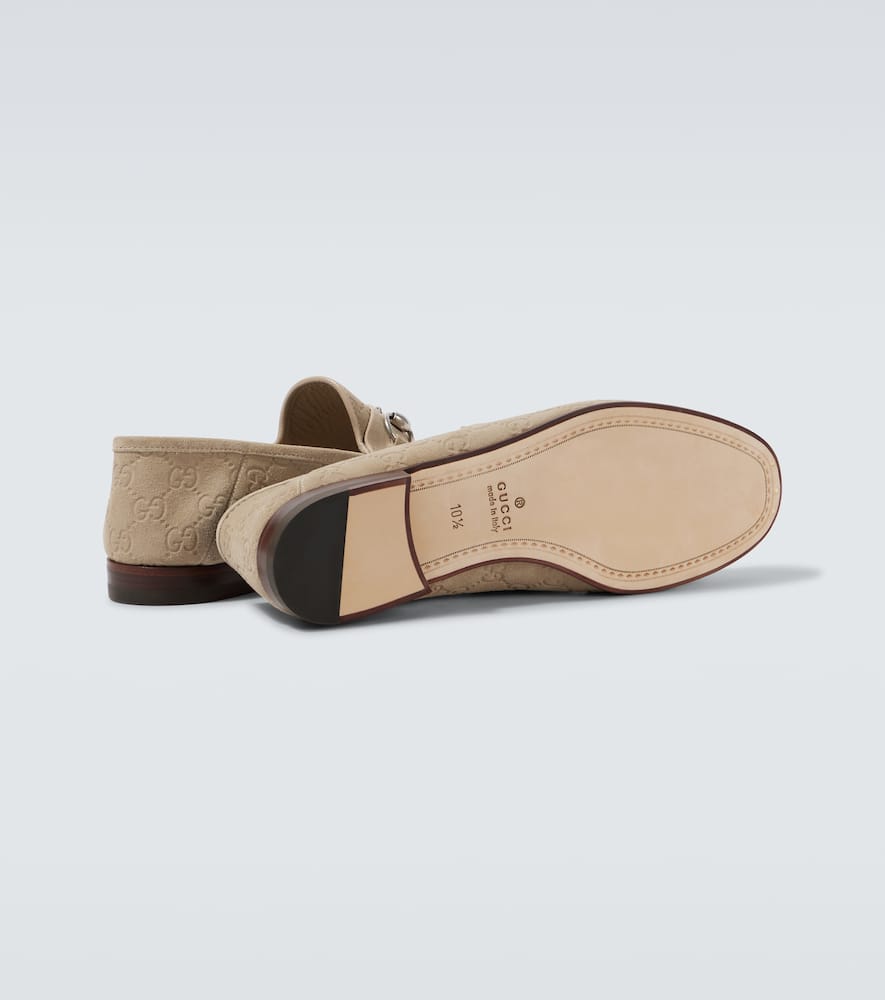 Gucci Horsebit 1953 Gg Debossed Suede Loafers In Oat/oat/oat