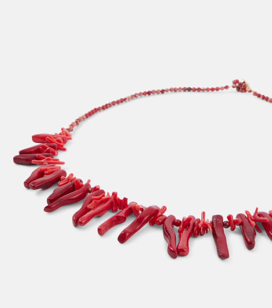 Isabel Marant Jolana Gold-tone Jasper And Bone Necklace In Red