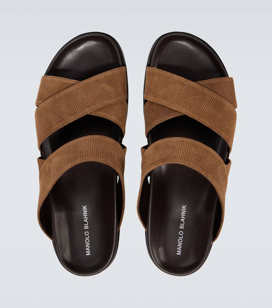 Manolo Blahnik Sandalen Seaton Aus Veloursleder In Beige
