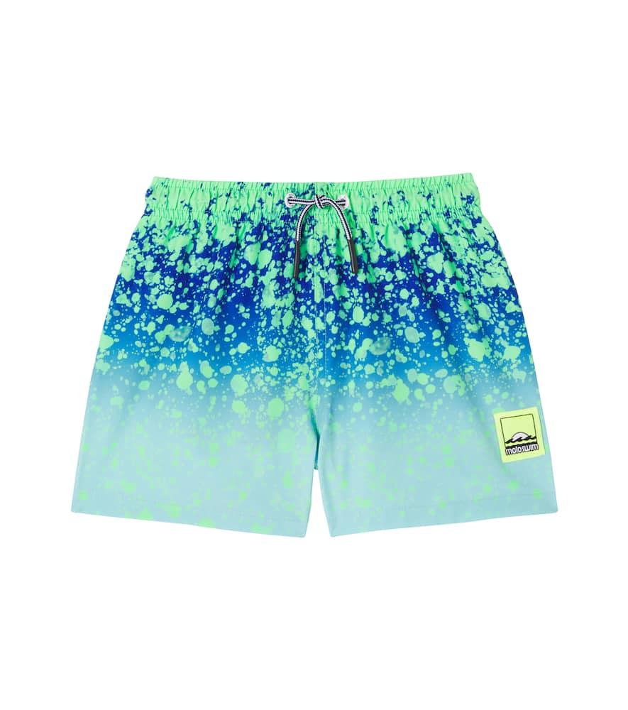 Molo Boy's Niko Splatter Swim Trunks In Splash