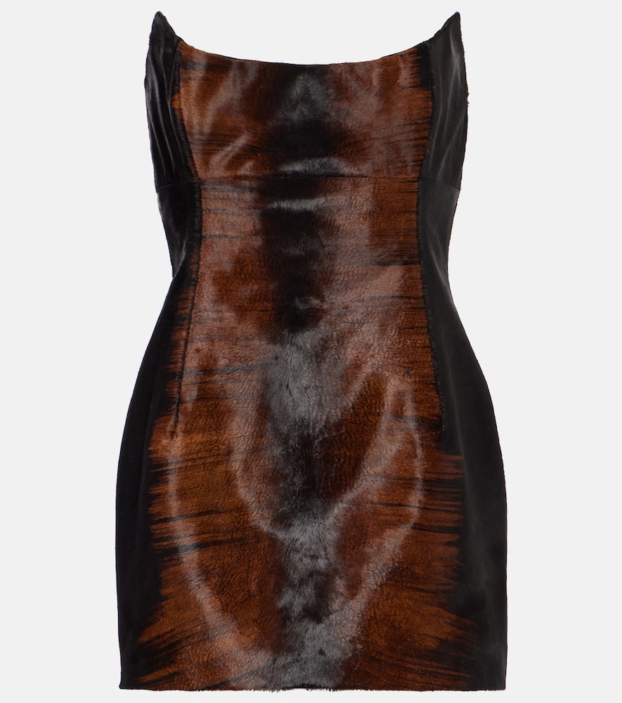 Magda Butrym Bustier-kleid Aus Kalbshaar In Braun