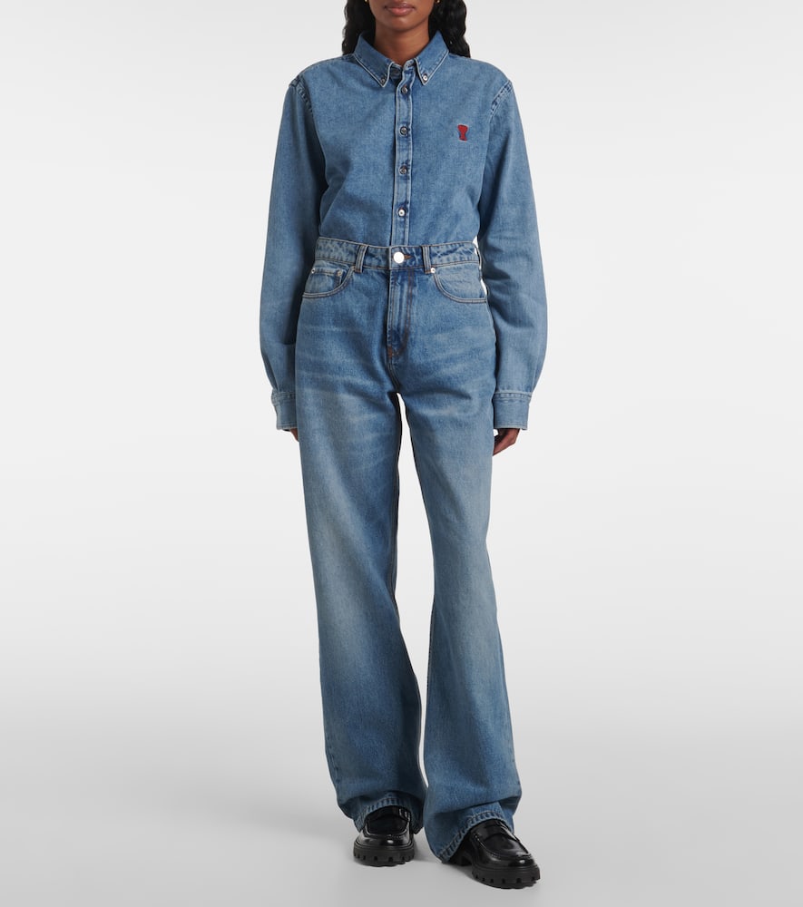 Ami Alexandre Mattiussi High-rise Wide-leg Jeans In Blue