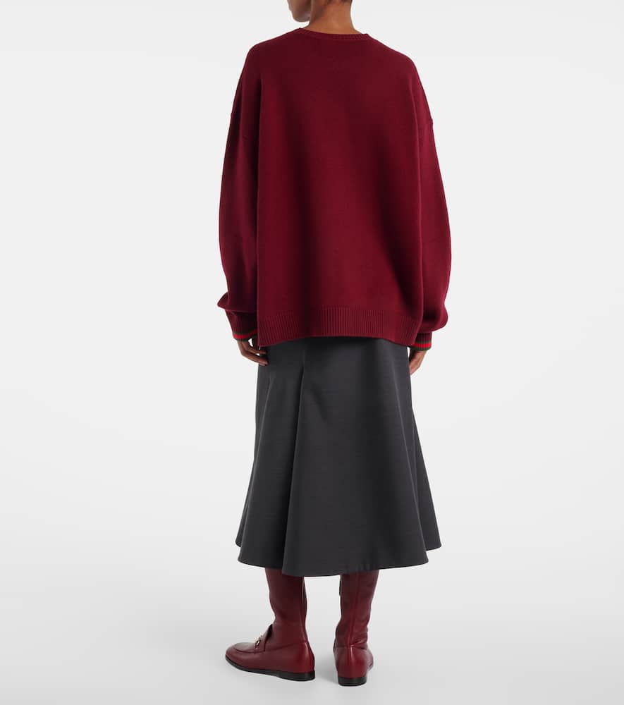 Gucci Oversize Wool And Cashmere Sweater In Red