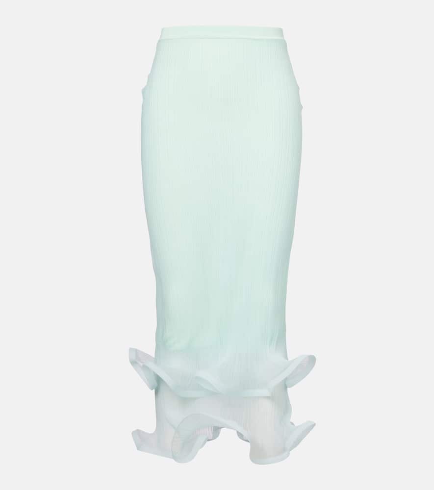 Simkhai Kelso Knit Semi-sheer Midi Skirt In Blue