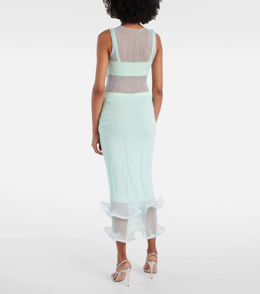 Simkhai Kelso Knit Semi-sheer Midi Skirt In Blue
