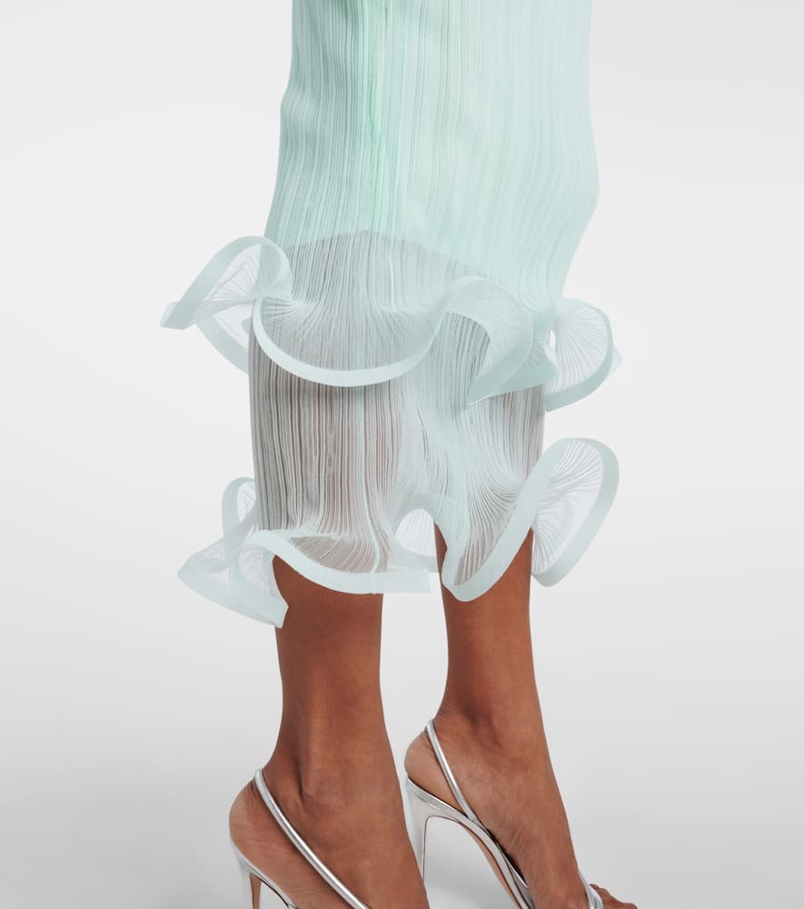 Simkhai Kelso Knit Semi-sheer Midi Skirt In Blue