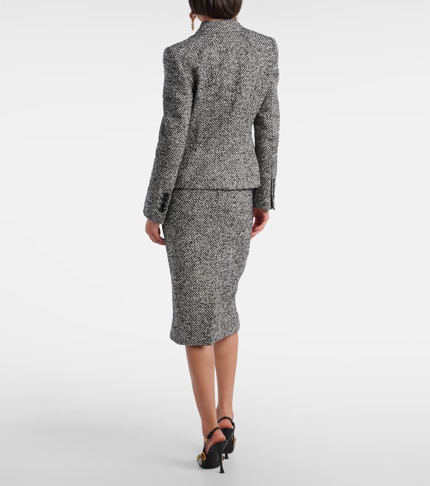 Dolce & Gabbana Tailored Double-breasted Blazer With Herringbone Pattern In Black