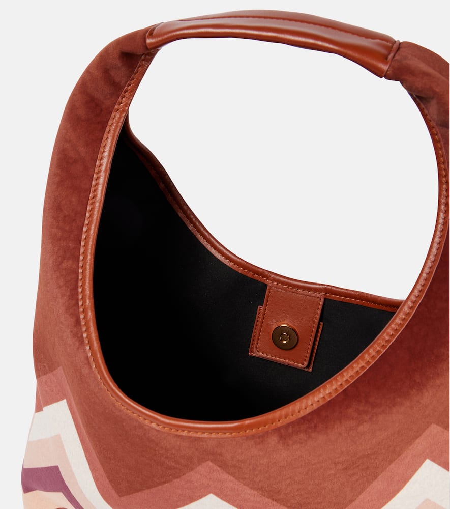 Missoni Zigzag Large Leather Tote Bag In Brown
