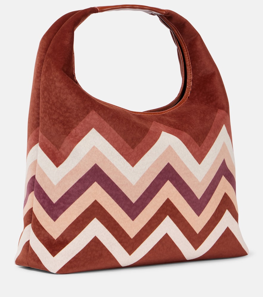 Missoni Zigzag Large Leather Tote Bag In Brown