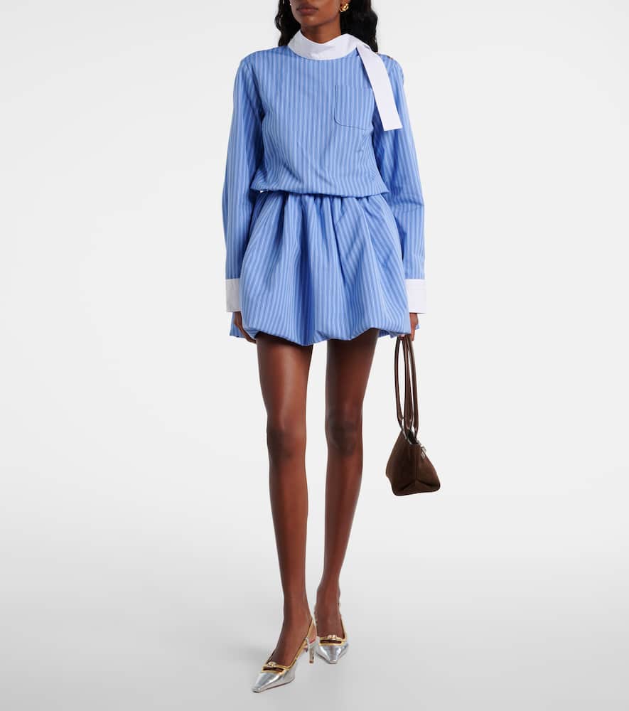 Patou Striped Cotton Poplin Minidress In Blue