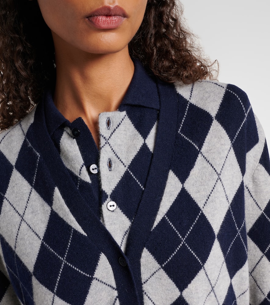 Lisa Yang Raelyn Argyle Cashmere Cardigan In Blue